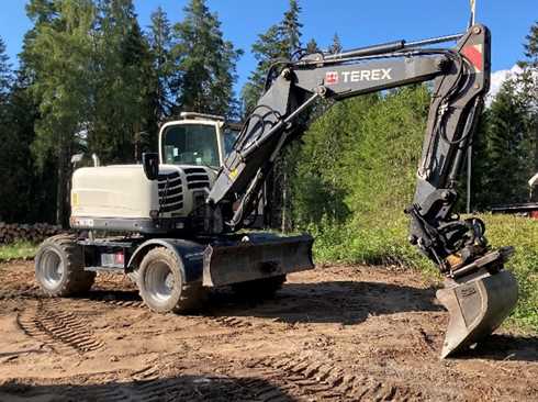 Hjulburen grävmaskin Terex TW110 stulen i Järna söder om Södertälje